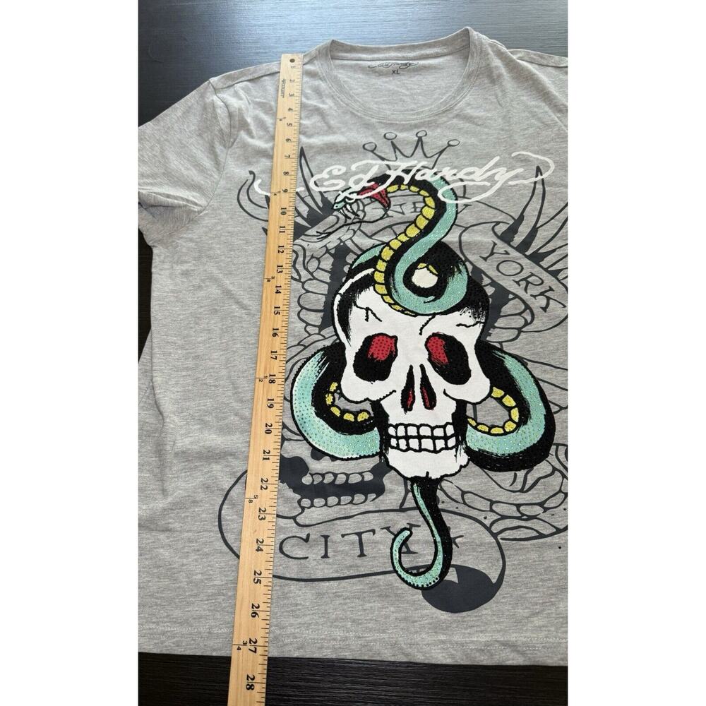 Ed Hardy Men’s Studded Graphic Print Shirt Size XL, New, Snake, Skull, New York - Picture 4 of 6